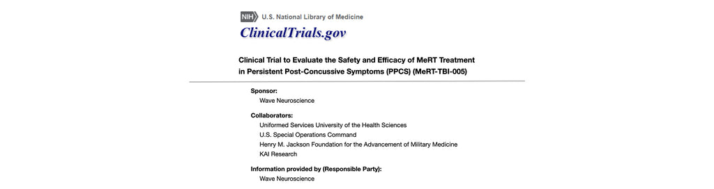 SOCOM & DOD - Evaluate the Safety and Efficacy of MeRT Treatment in Persistent Post-Concussive Symptoms (PPCS) (MeRT-TBI-005)